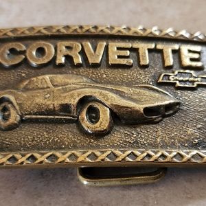 Vintage chevrolet Corvette brass belt buckle